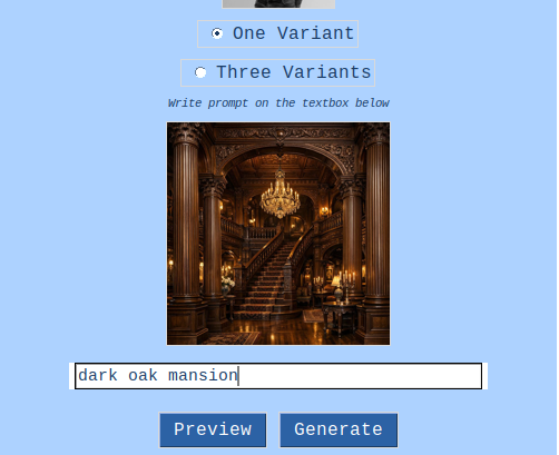 AI image generator interface preview